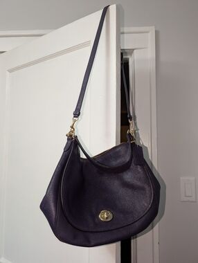 Coach Purple Hobo Pebbled Leather Turnkey Bag